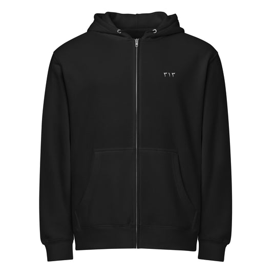Embroidered 313 Premium Zip Hoodie in Black 