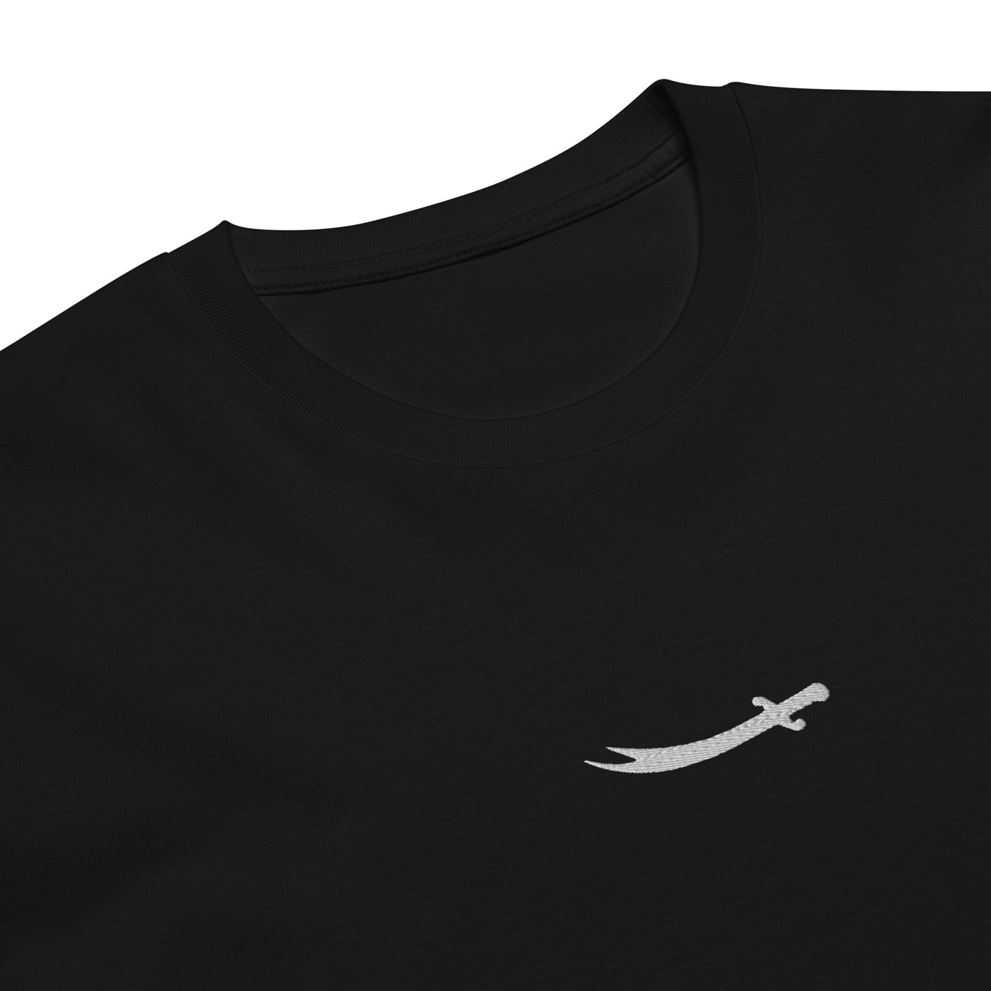 Our Zulfiqar Heavyweight Tee featuring the iconic Zulfiqar sword in high-density embroidery.